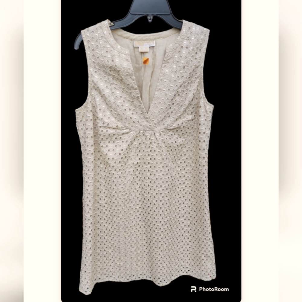 NWOT Michael Kors size 12 dress, Tan with gold flecks, lined, no flaws!